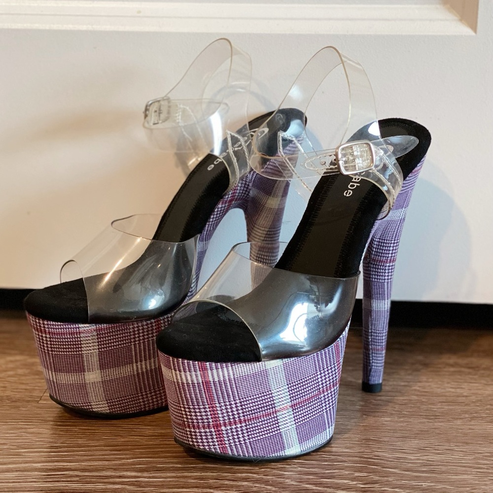 Plaid Pole Dance Platform Sandals